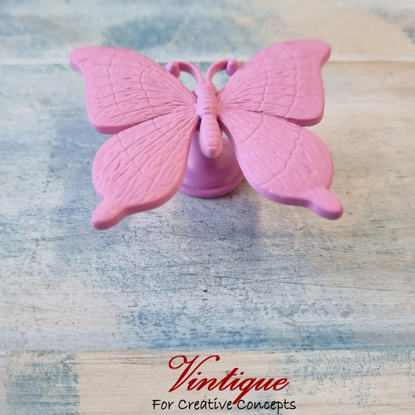 Pink Butterfly Drawer & dresser Knob pull handle 63mm x 54mm - Vintique Concepts