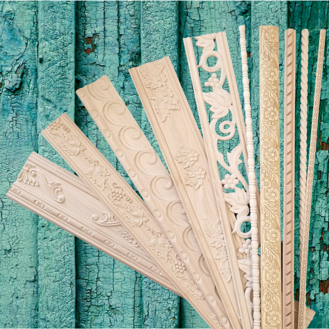 set of 20 samples of all wood trims 100mm long