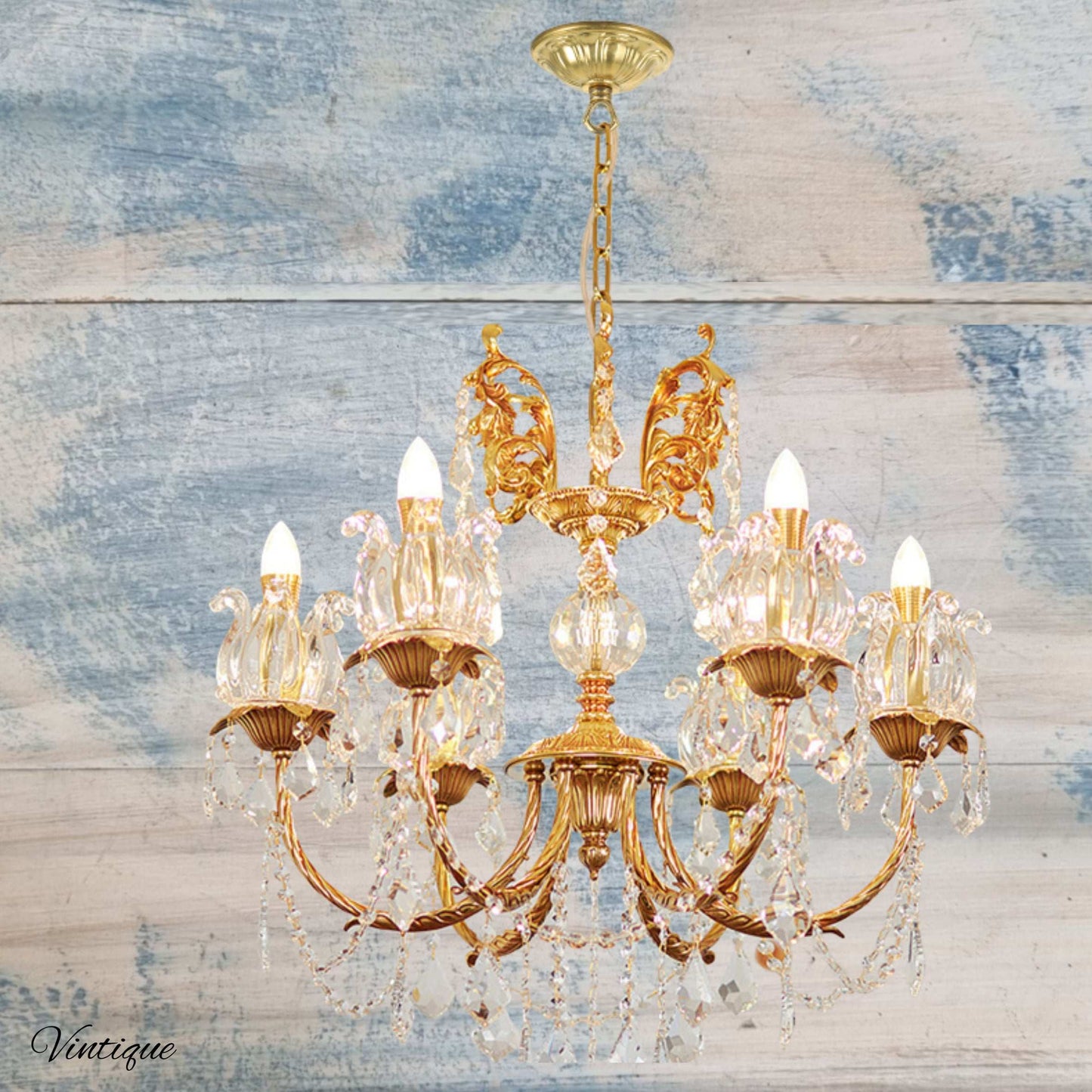 Mansion ornate Gold Ceiling Rose Hook- for hanging lights, planters etc
