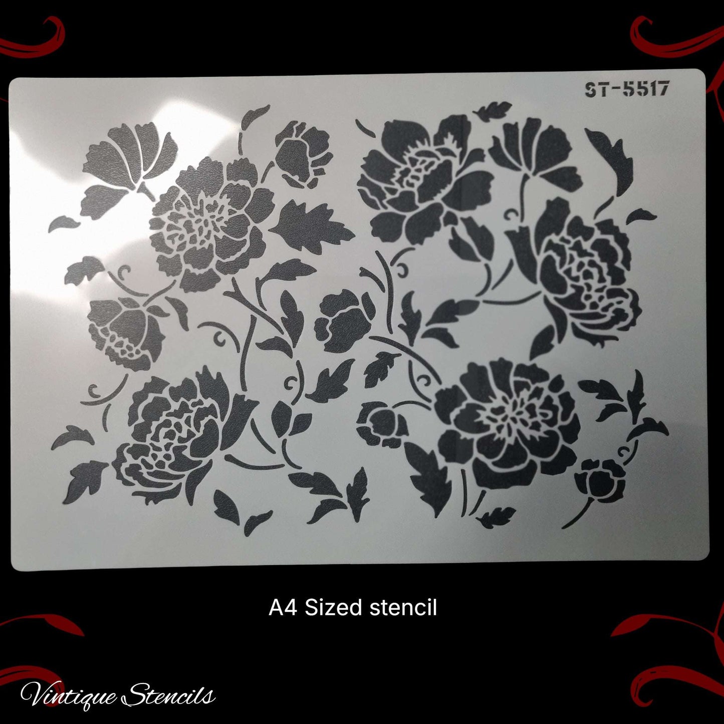 Bunch of of Roses Vintage furniture paint stencil (A4 Size)