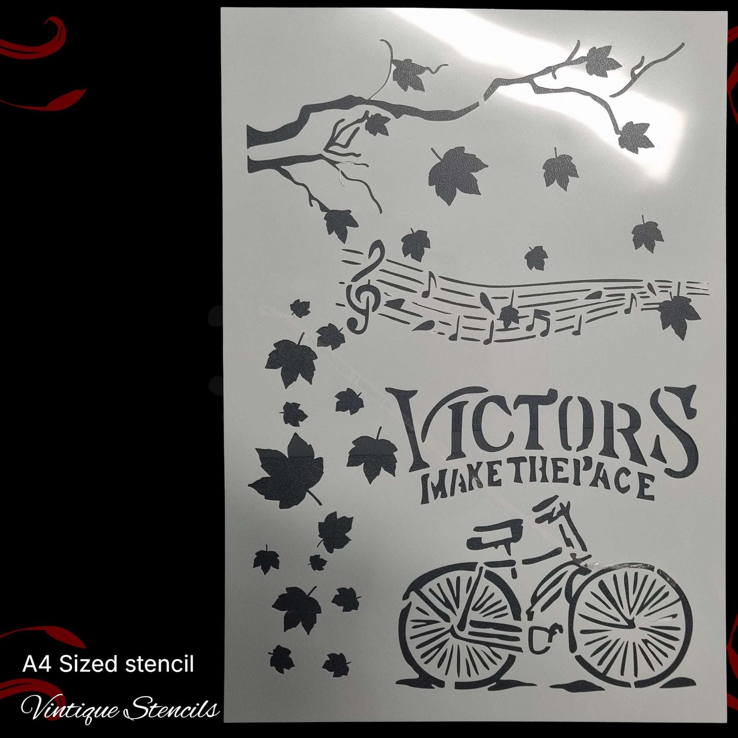 Victors Bicycle & music stencil A4