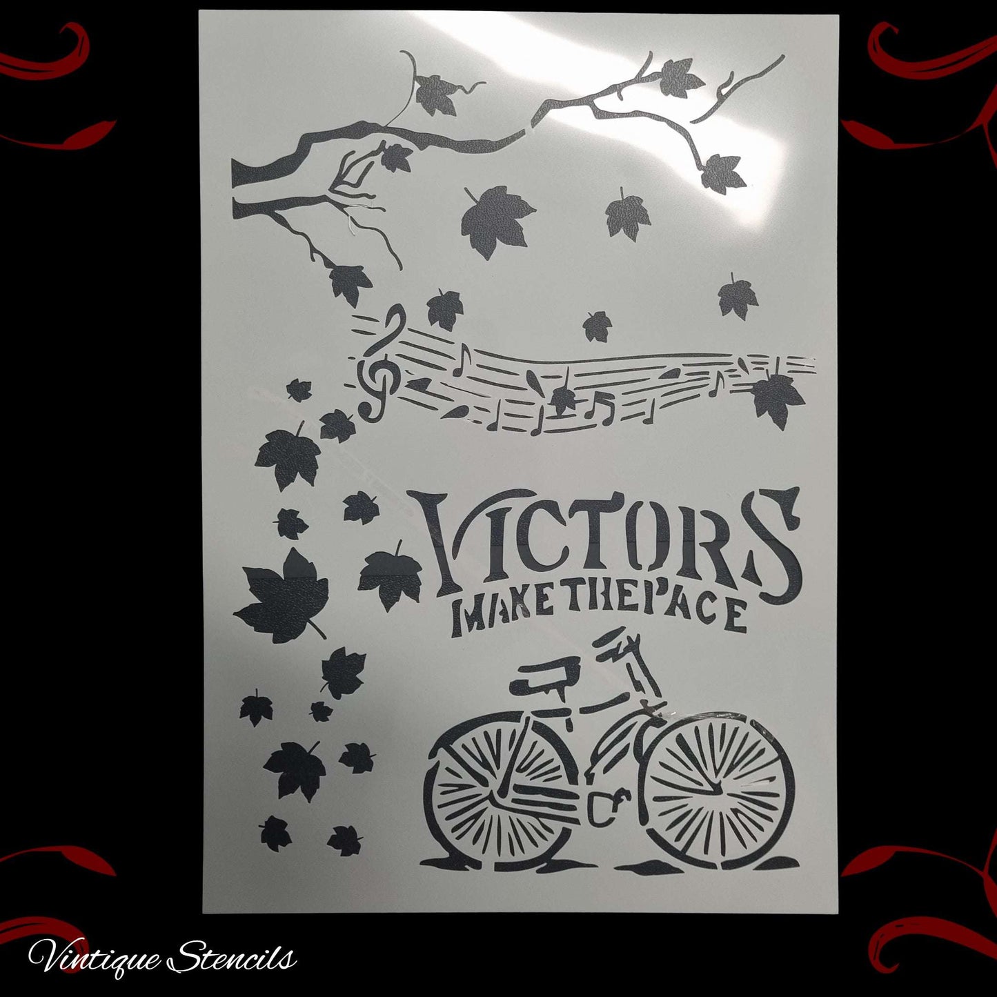 Victors Bicycle & music stencil A4