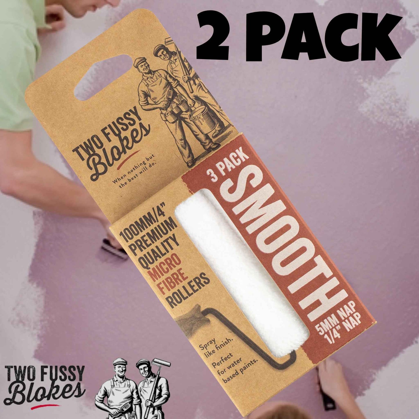 100mm Microfibre Paint Mini-Roller Sleeve 3 Pack -Smooth 5mm Nap From Two Fussy Blokes (Copy)