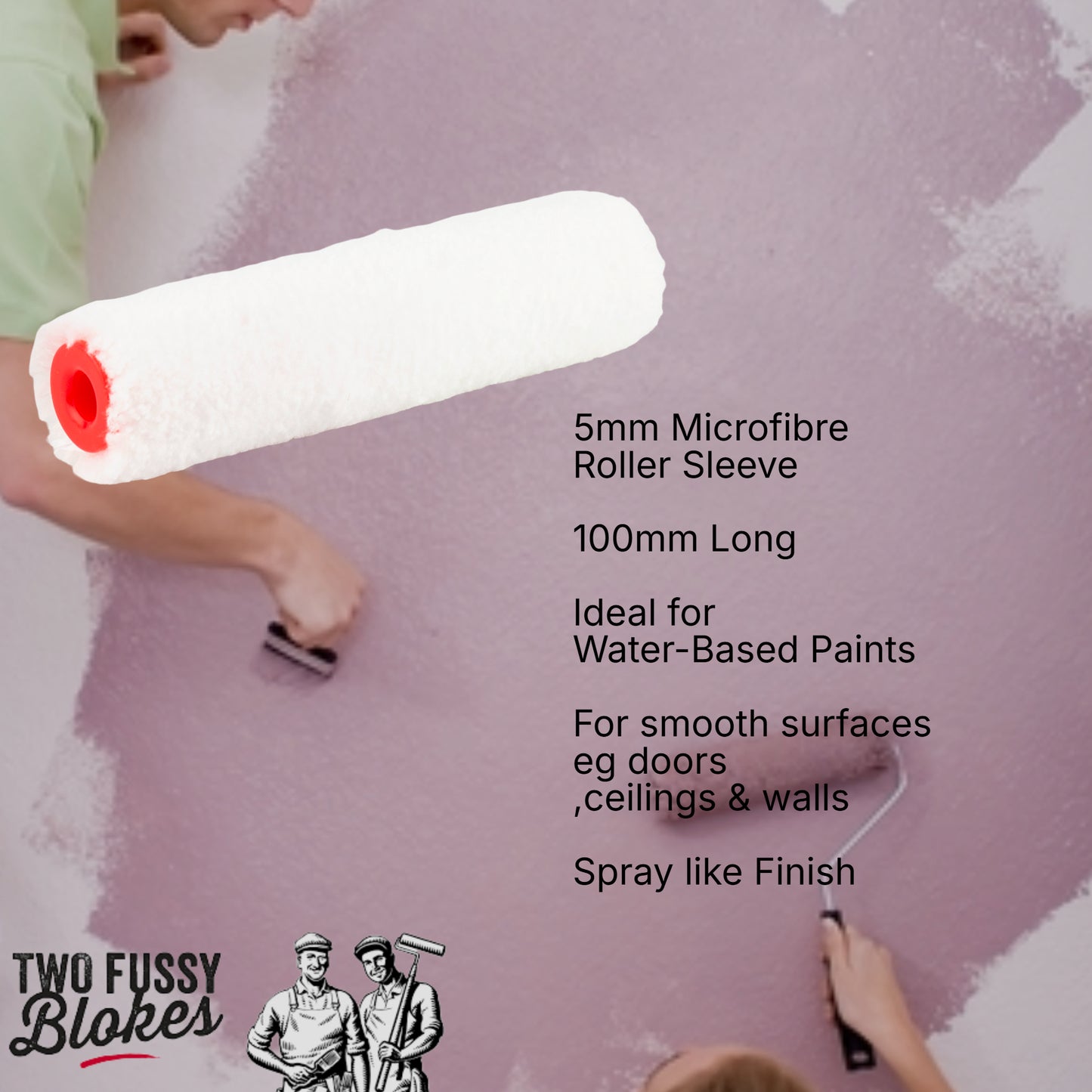 100mm Microfibre Paint Mini-Roller Sleeve EACH-Smooth 5mm Nap From Two Fussy Blokes