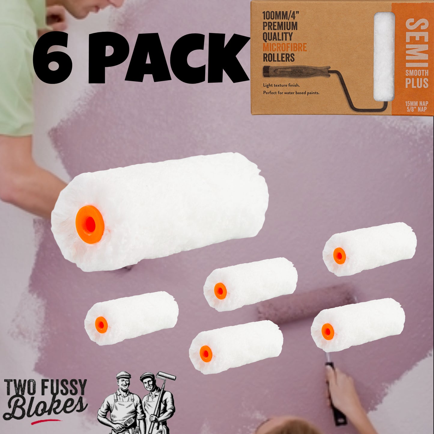 100mm Microfibre Paint Mini-Roller Sleeve (EACH) -Semi-Smooth 15mm Nap From Two Fussy Blokes