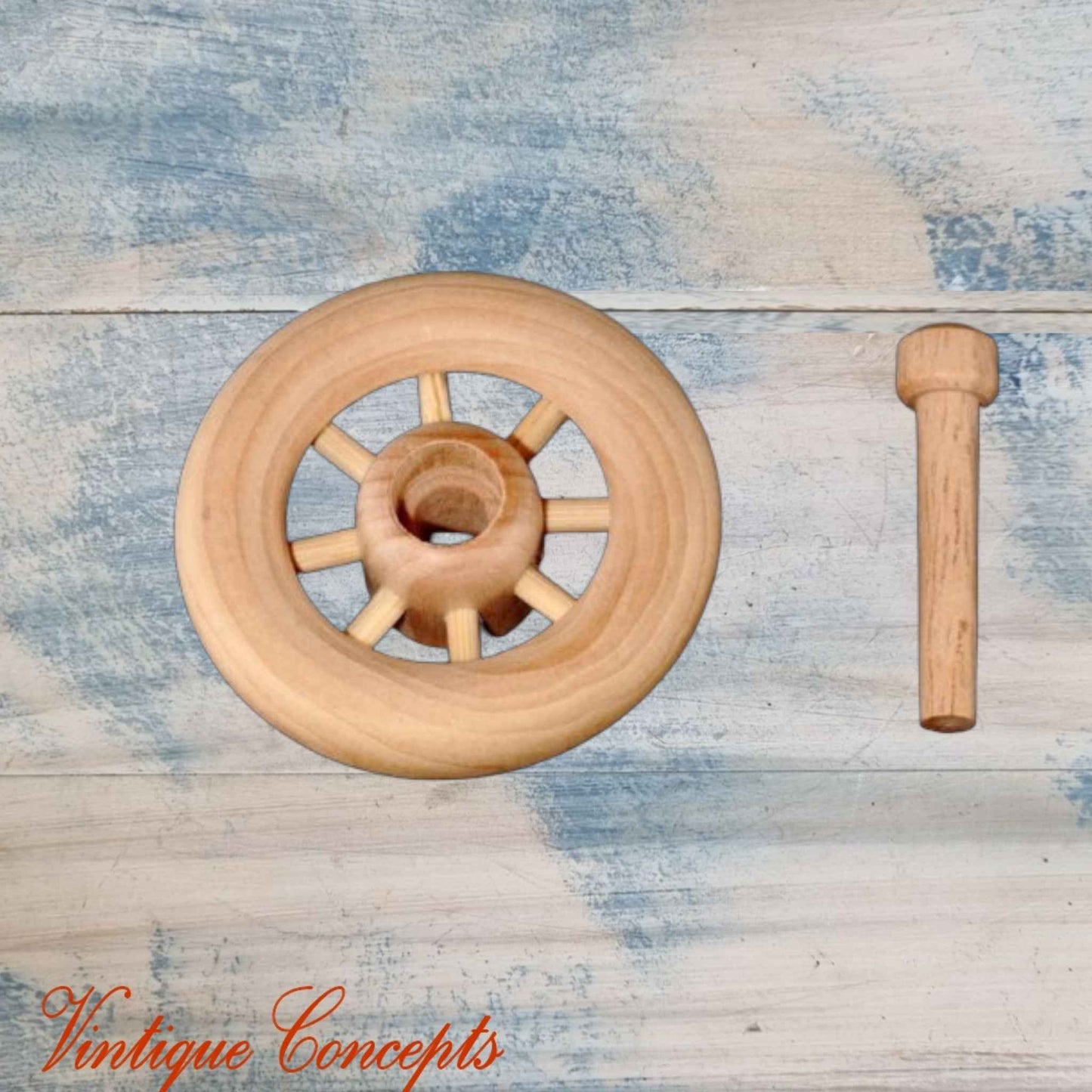 Maple Classic wagon wood wheel with spokes 50mm (9.5mm axel) for toys