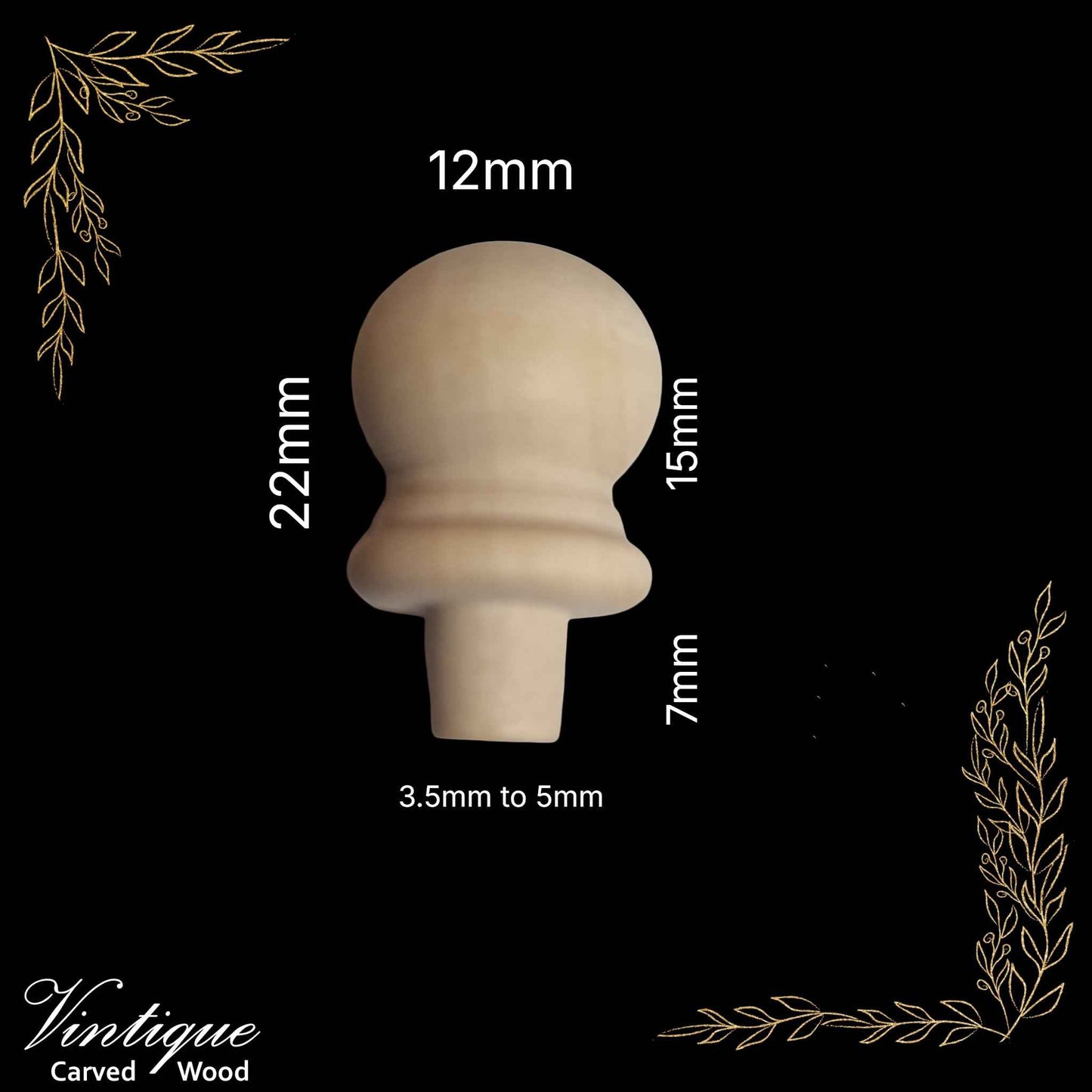 Woodcraft miniature ball wood finial 22mm x 13mm