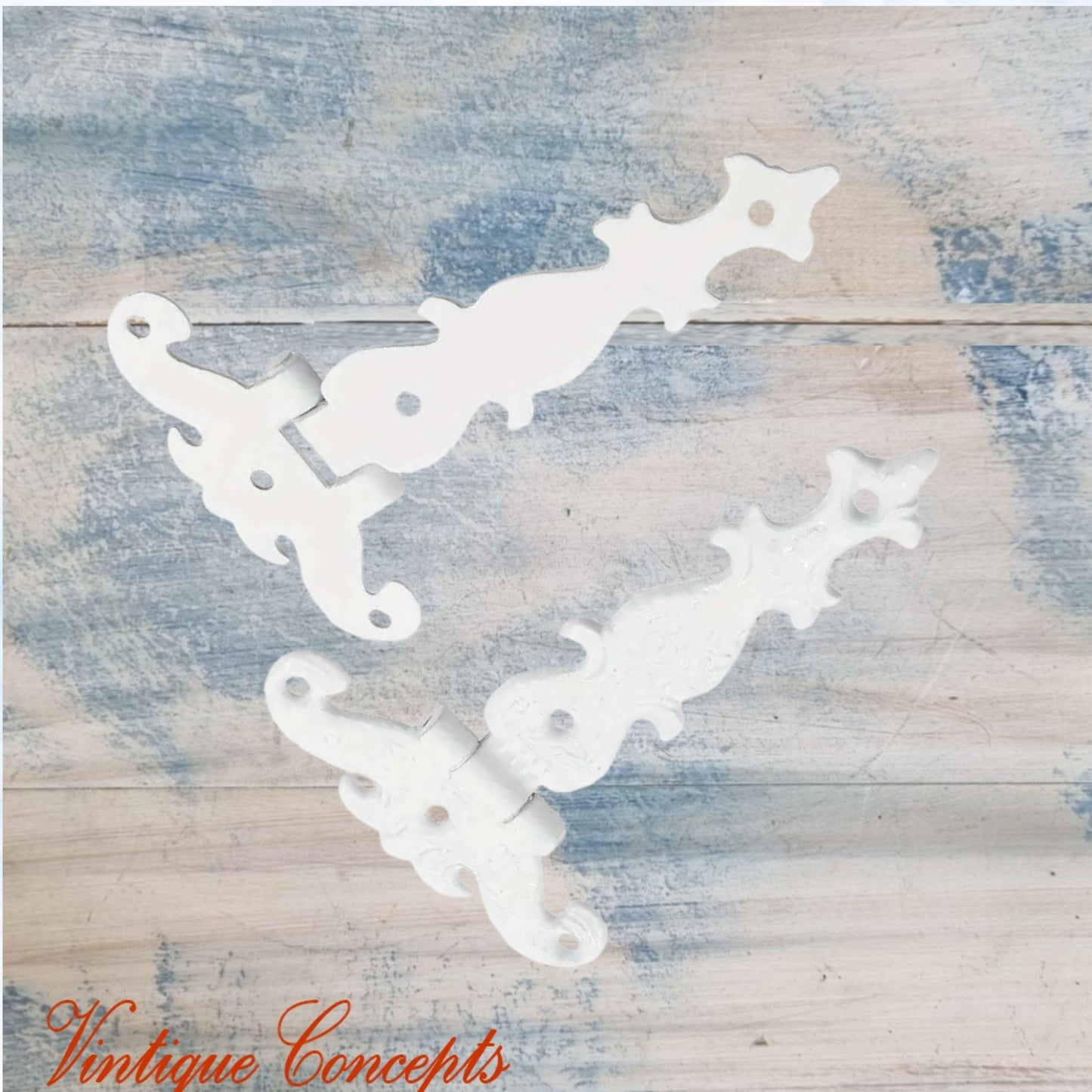 Antique Fancy Cabinet T-Hinge White 114mm x 75mm