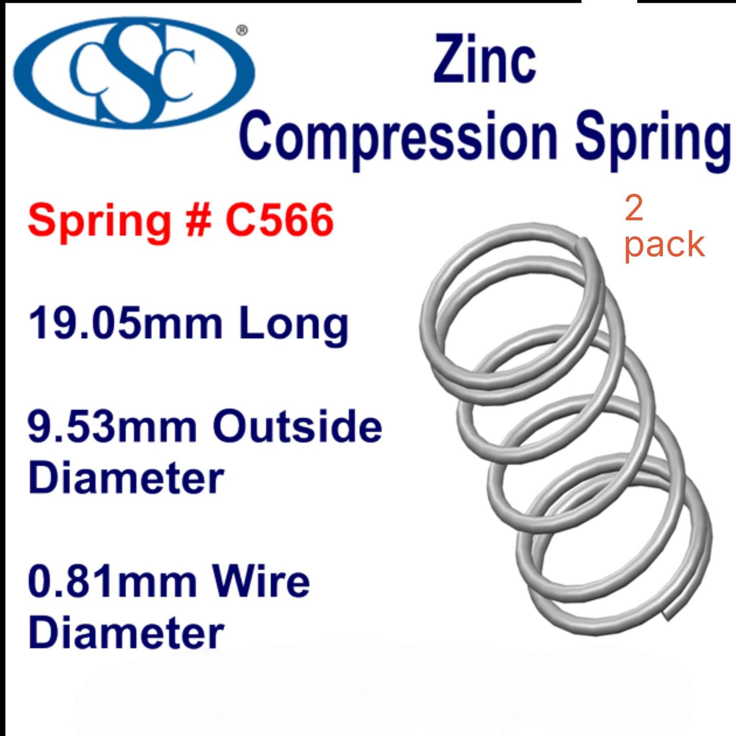 Zinc Compression Spring 22.4mm long (6.335 OD x 1.04 wd) C568 (2 pack) from Century
