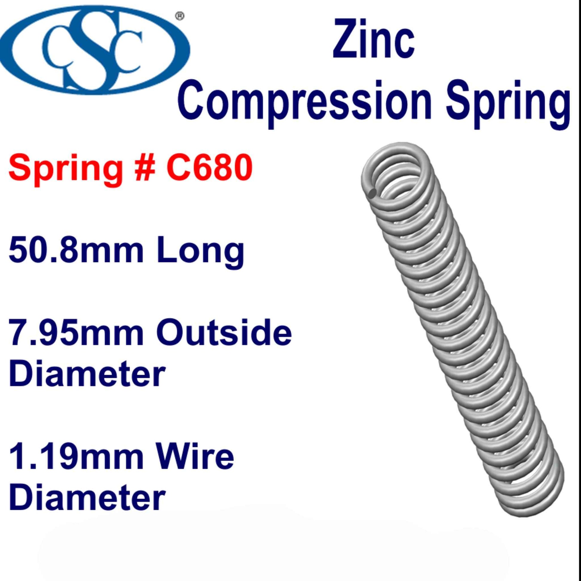 Zinc Compression Spring  57.15mm Long (11.13 OD x 1.04 WD) 690 (2 pack) from Century