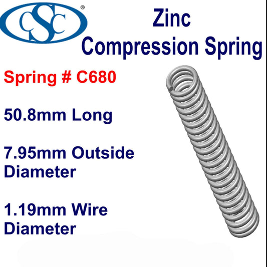 Zinc Compression Spring  57.15mm Long (11.13 OD x 1.04 WD) 690 (2 pack) from Century