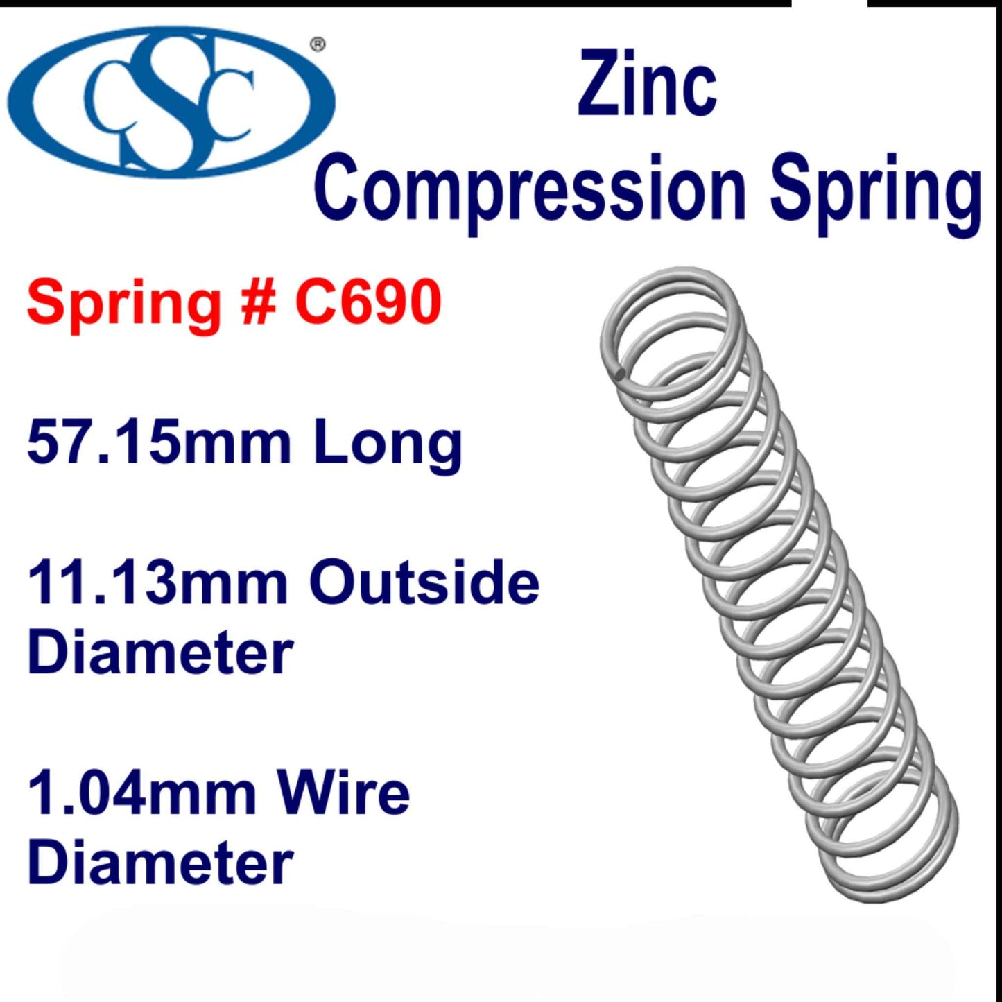 Zinc Compression Spring  38.1mm Long (15.88 OD x 1.04 WD) 692 (2 pack) from Century