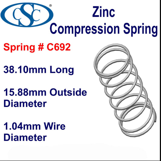 Zinc Compression Spring  25.4mm Long (12.7 OD x 1.57 WD) C700 (each) from Century