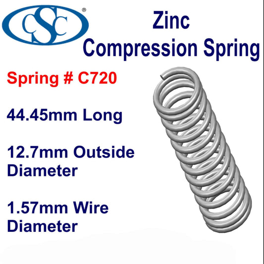 Zinc Compression Spring 44.45mm Long (12.7 OD x 1.57 WD) C720 (each) from Century (Copy)