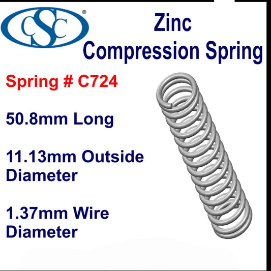 Zinc Compression Spring 69.85mm Long (10.31 OD x 1.19 WD) C730 (each) from Century