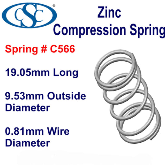 Zinc Compression Spring 63.5mm long (34.93 OD x 3.43 WD) C884 (each) from Century