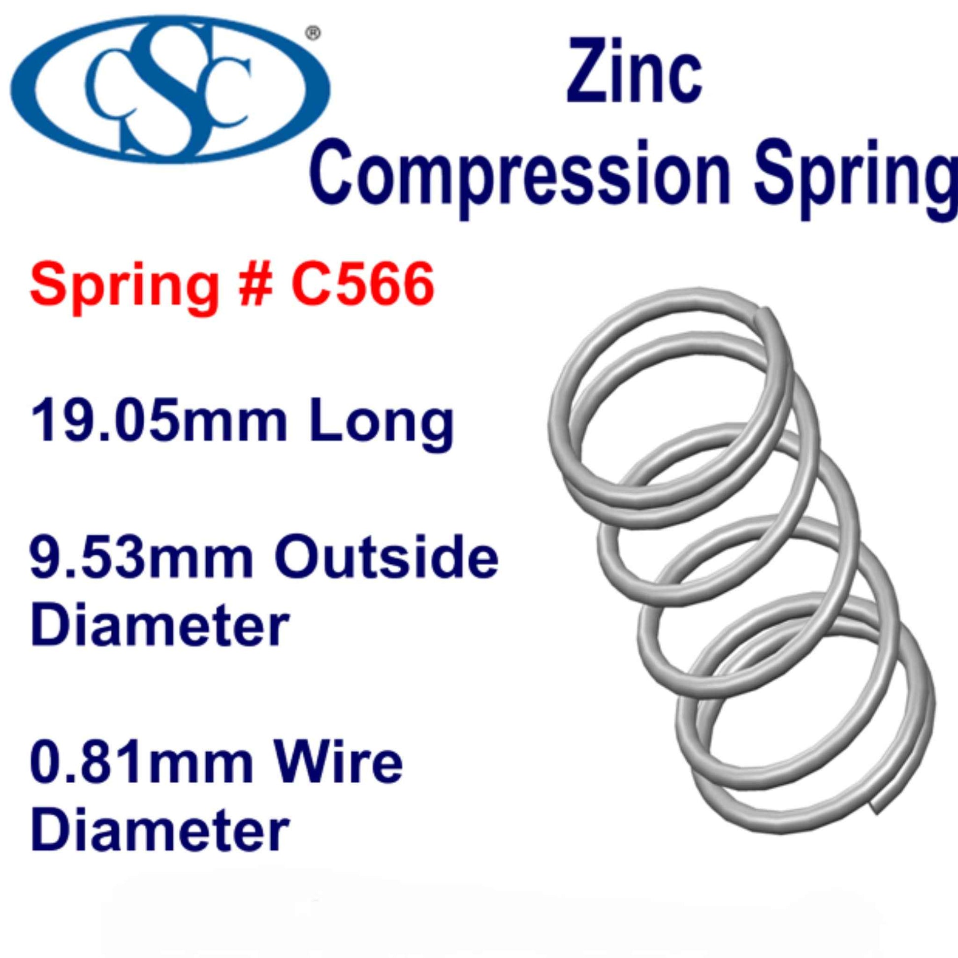 Zinc Compression Spring 88.9mm Long (25.4 OD x 3.05 WD) C826 (each) from Century