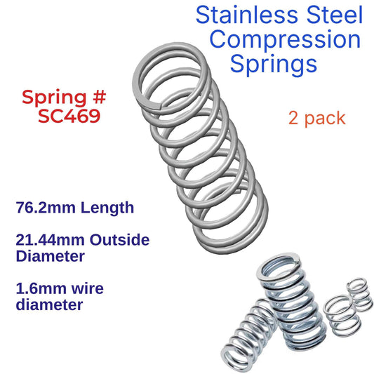 Stainless Steel Compression Spring 61.93mm Long (21.82 OD x 2.67mm WD) C471 (2 Pack) from Century (Copy)