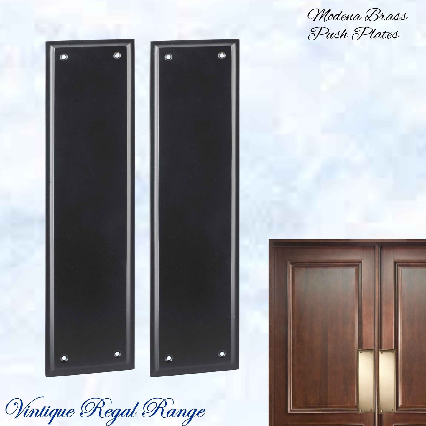 Matt Black MODENA Brass Push Plate 300mm x 75mm