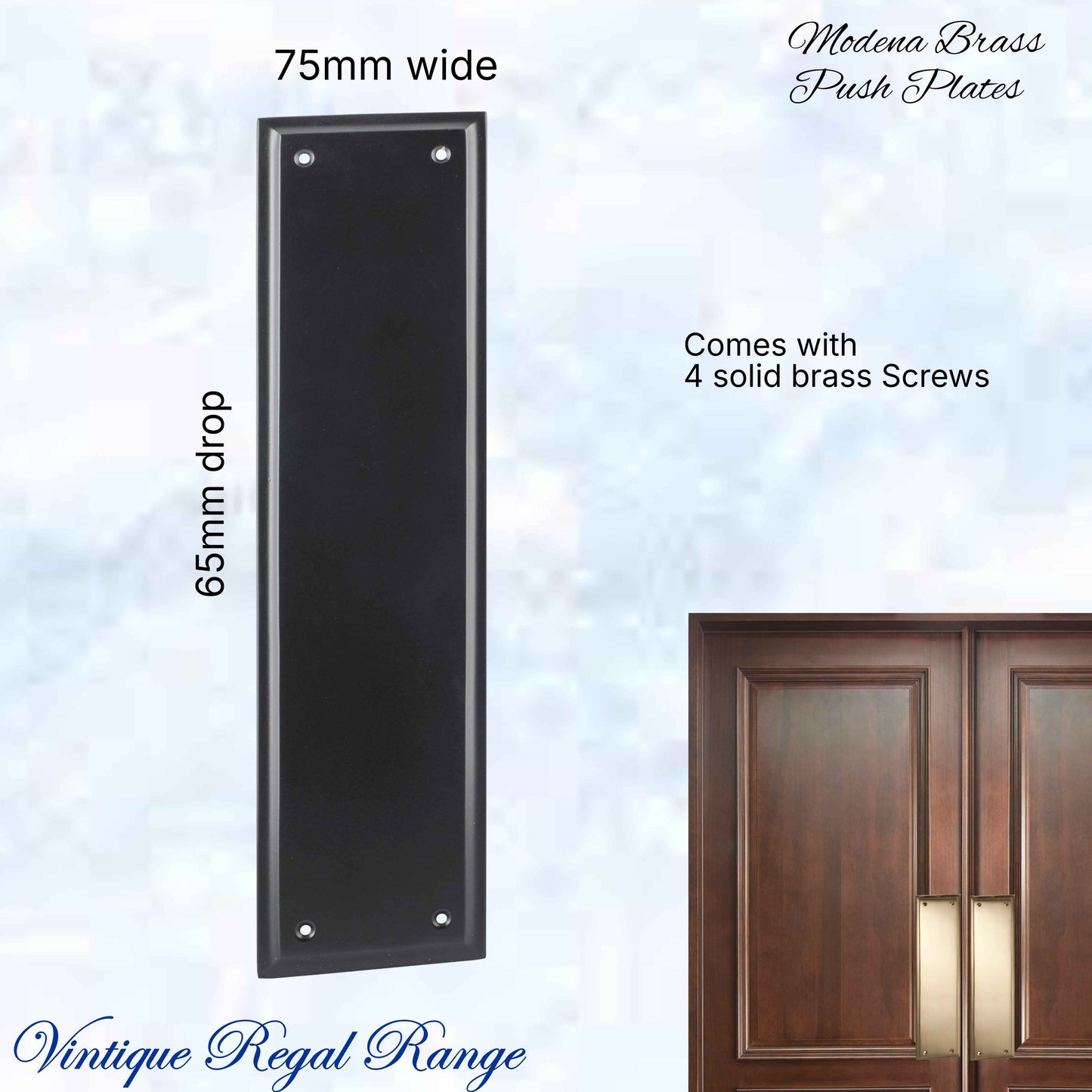 Matt Black MODENA Brass Push Plate 300mm x 75mm