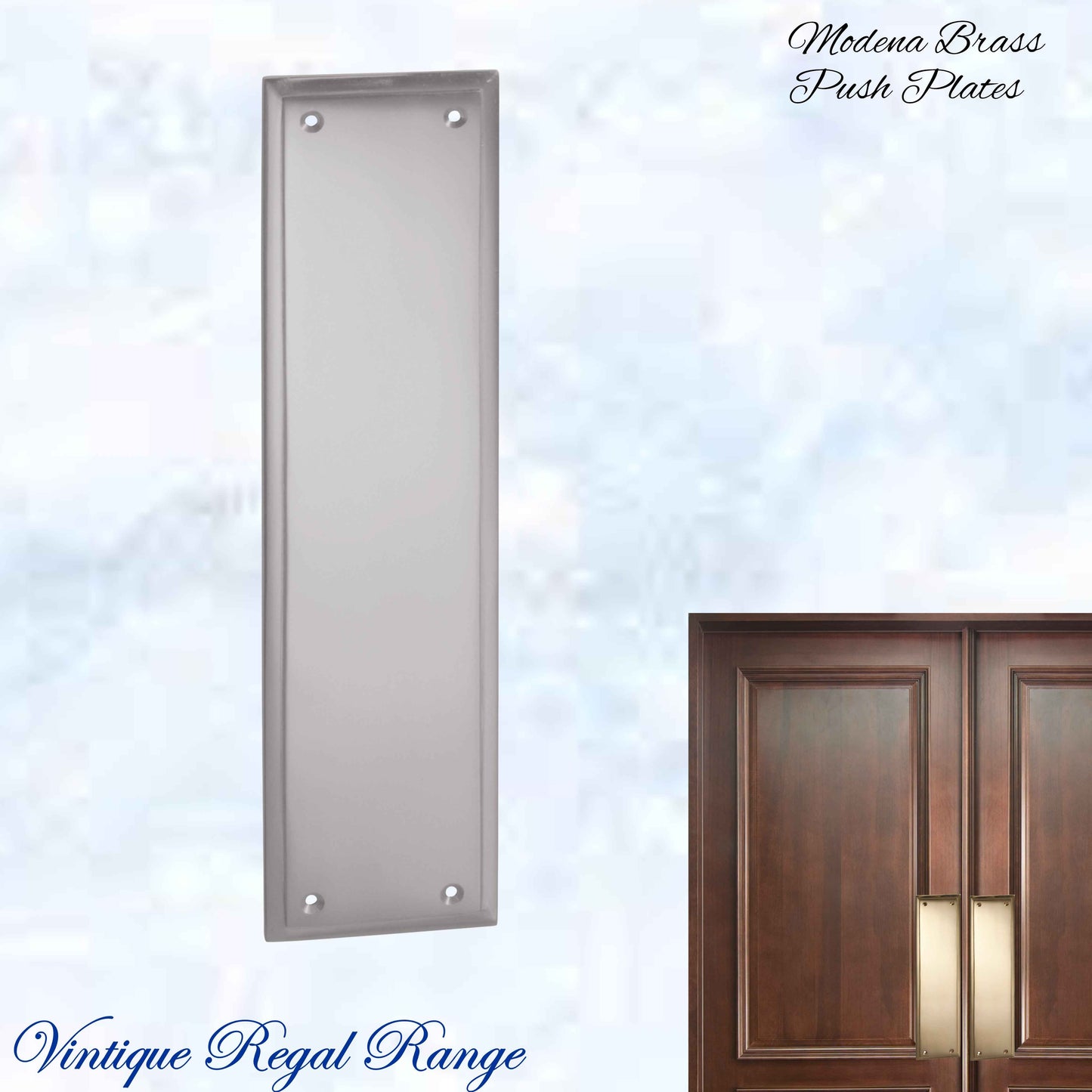 Satin Chrome Plated MODENA Brass Push Plate 300mm x 75mm