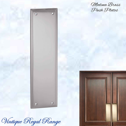 Satin Chrome Plated MODENA Brass Push Plate 300mm x 75mm