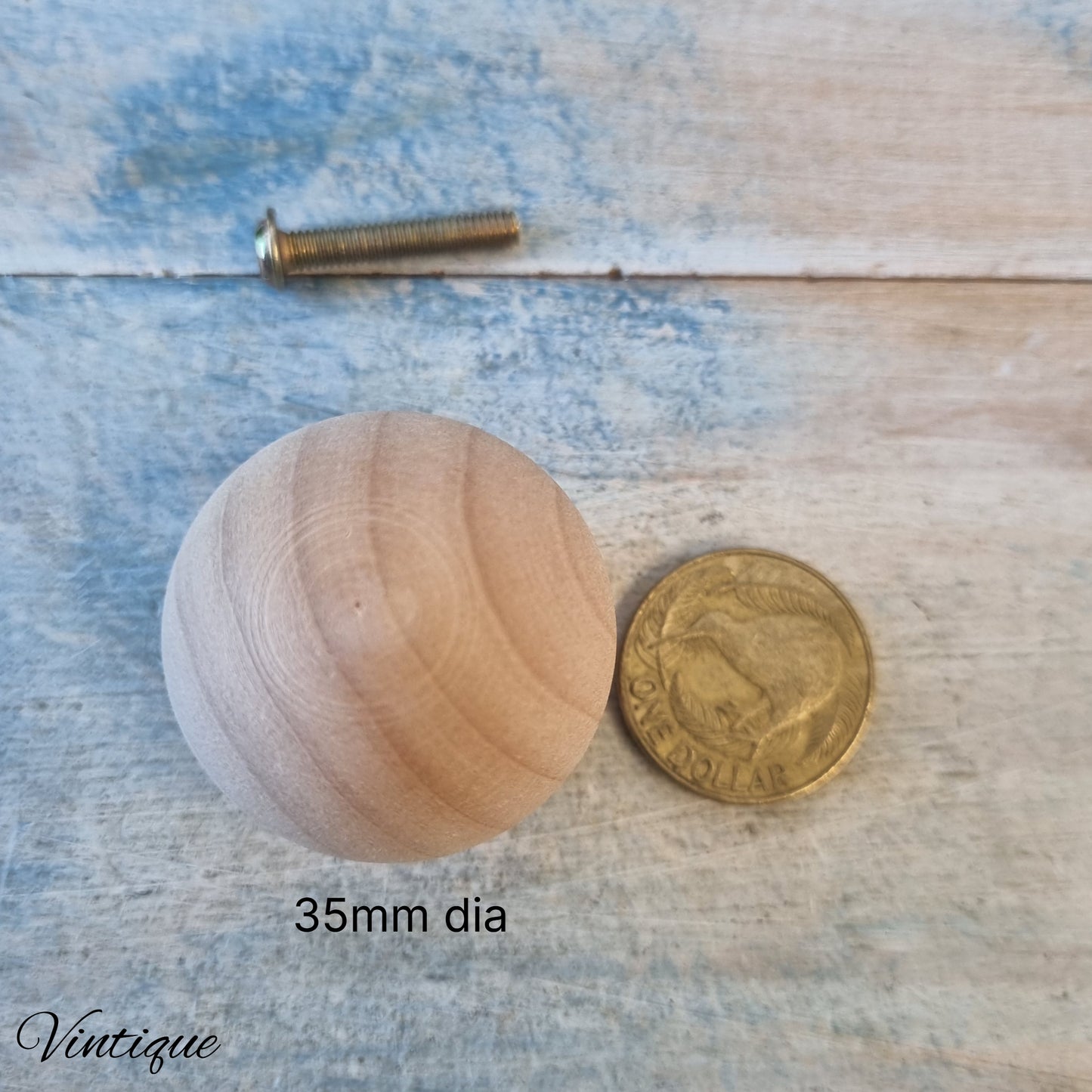 Natural Wood Jumbo Round Ball furniture knob 35mm dia