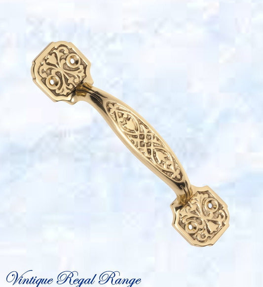Polished Brass Regal Ornate Cabinet Pull Handle 170mm L-Vintique Concepts