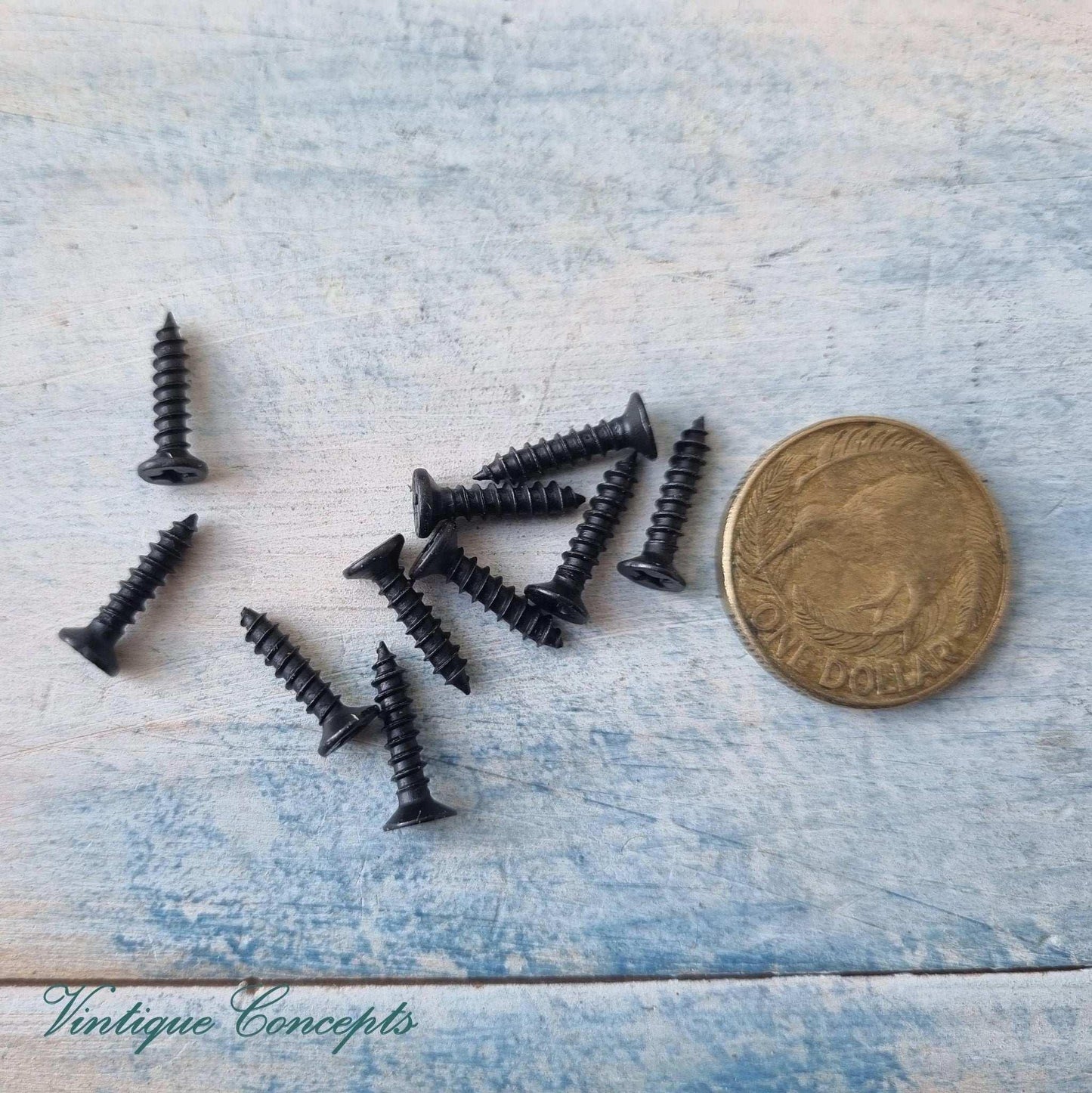 Powdercoated M3 Black wood screws 12mm (packet of 10) - Vintique Concepts