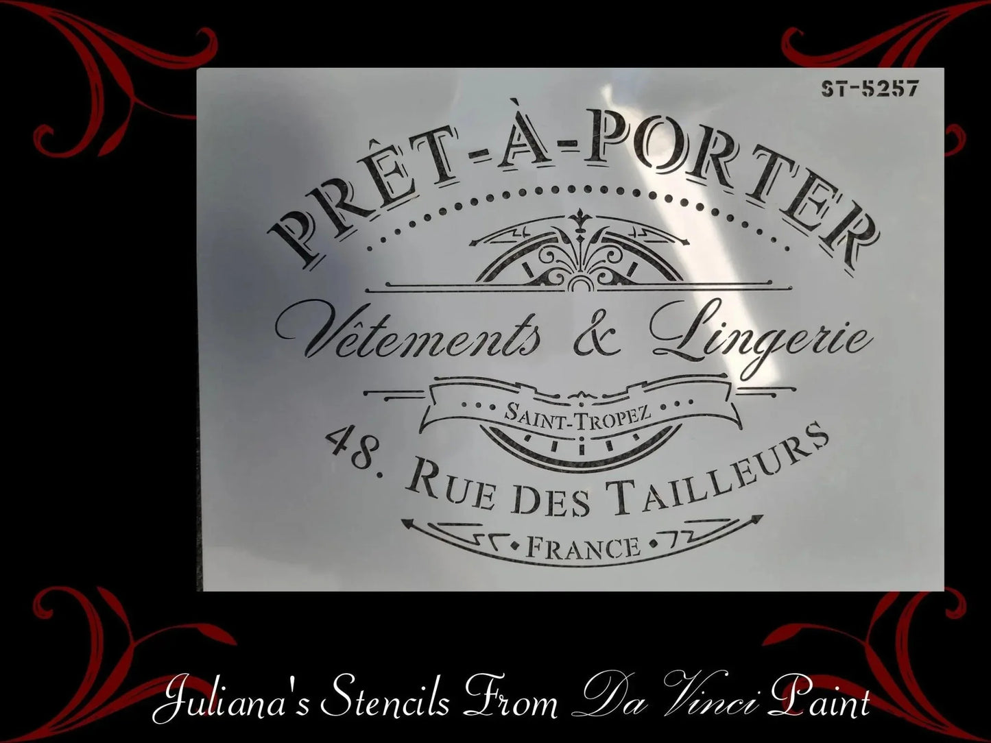 Pret-a-porter lingerie furniture French painting stencil (A4 Size) - Vintique Concepts