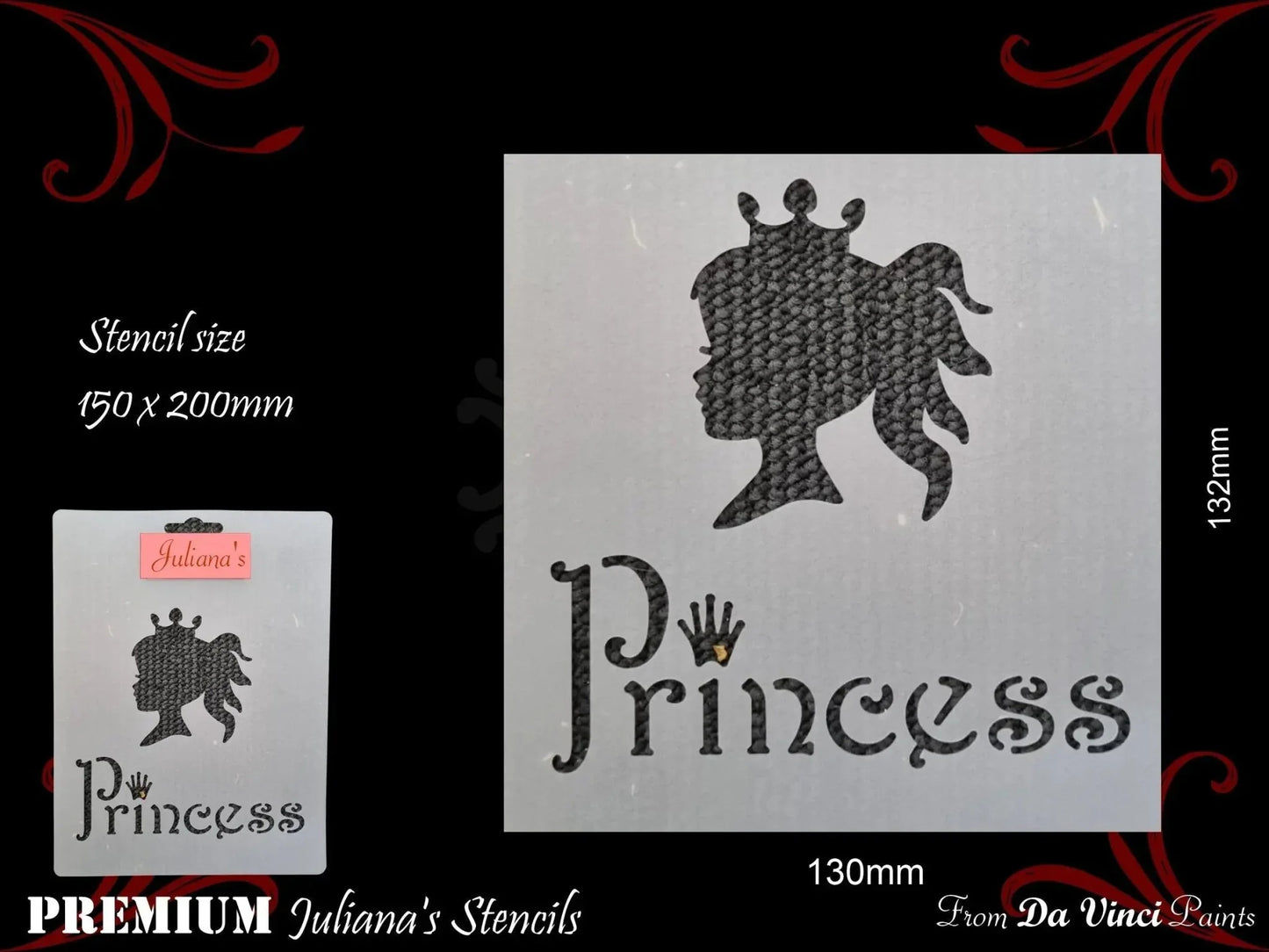 PRINCESS Childrens Furniture Paint Stencil 150mm x 200mm - Vintique Concepts