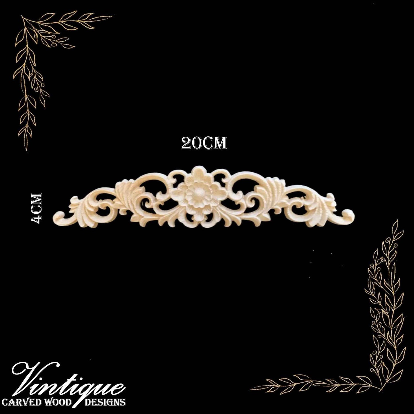 Princess Flower Centre Wooden Applique 20cm x 4cm