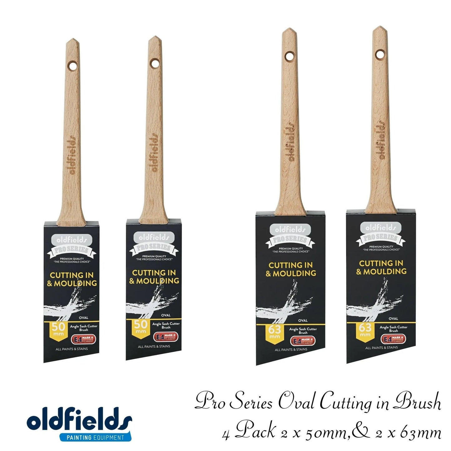 Pro Series Oval Angle Cutter Paint Brushes from Oldfields (Various sizes)-Vintique Concepts