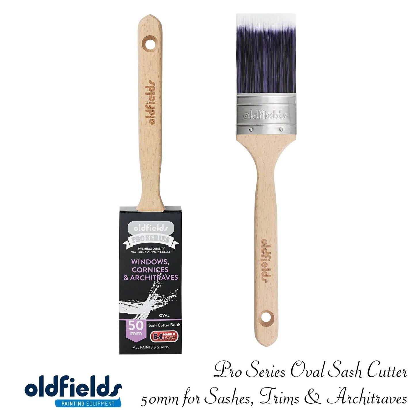 Pro Series OVAL Sash Cutter Paint Brushes from Oldfields (Various sizes)-Vintique Concepts