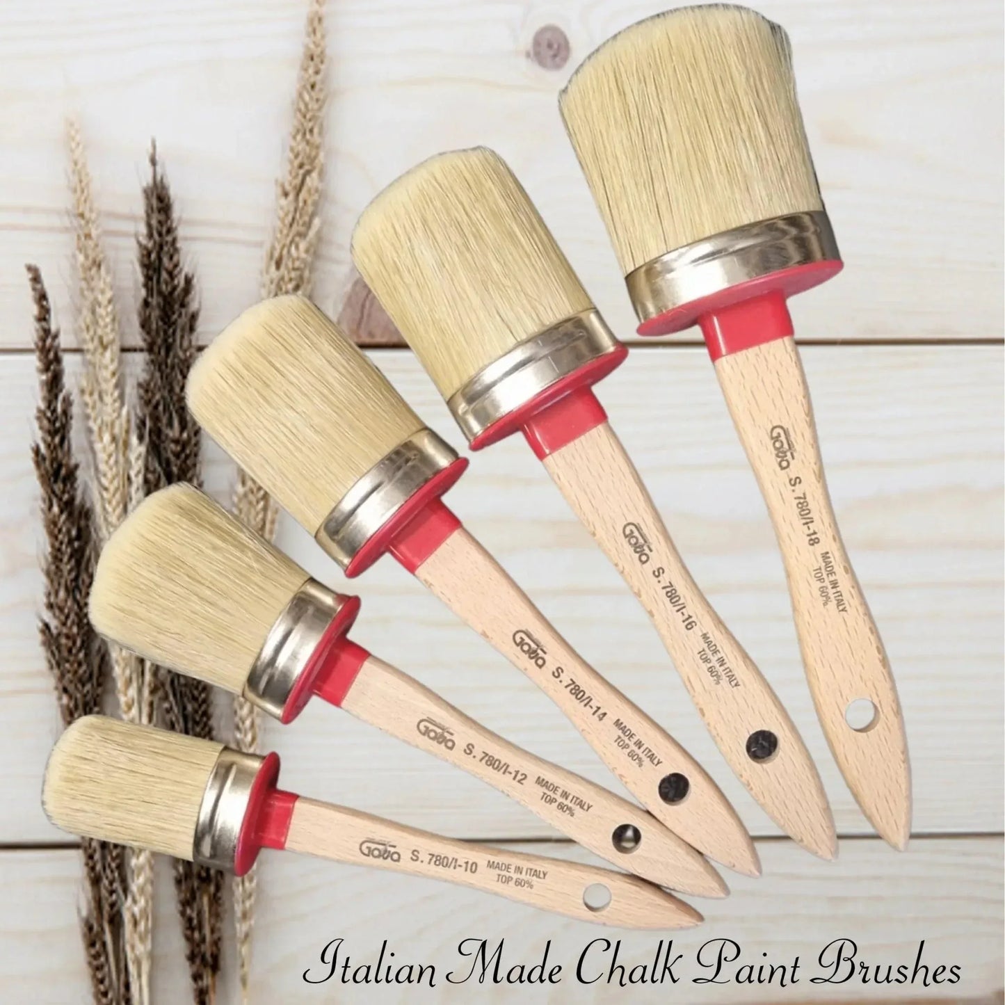 Professional Italian Chalk Paint Brush and Wax Brush 48mm x 34mm (Small-Medium)(12) - Vintique Concepts