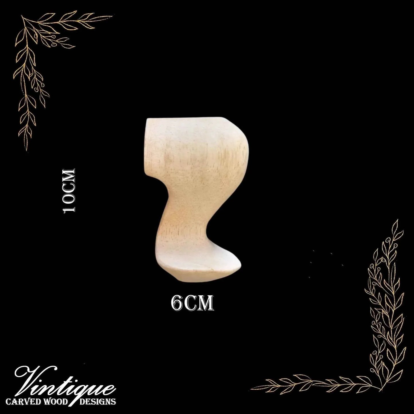 Queen Anne Wood Furniture Legs Set of 4 - Unfinished 10cm x 6cm - Vintique Concepts