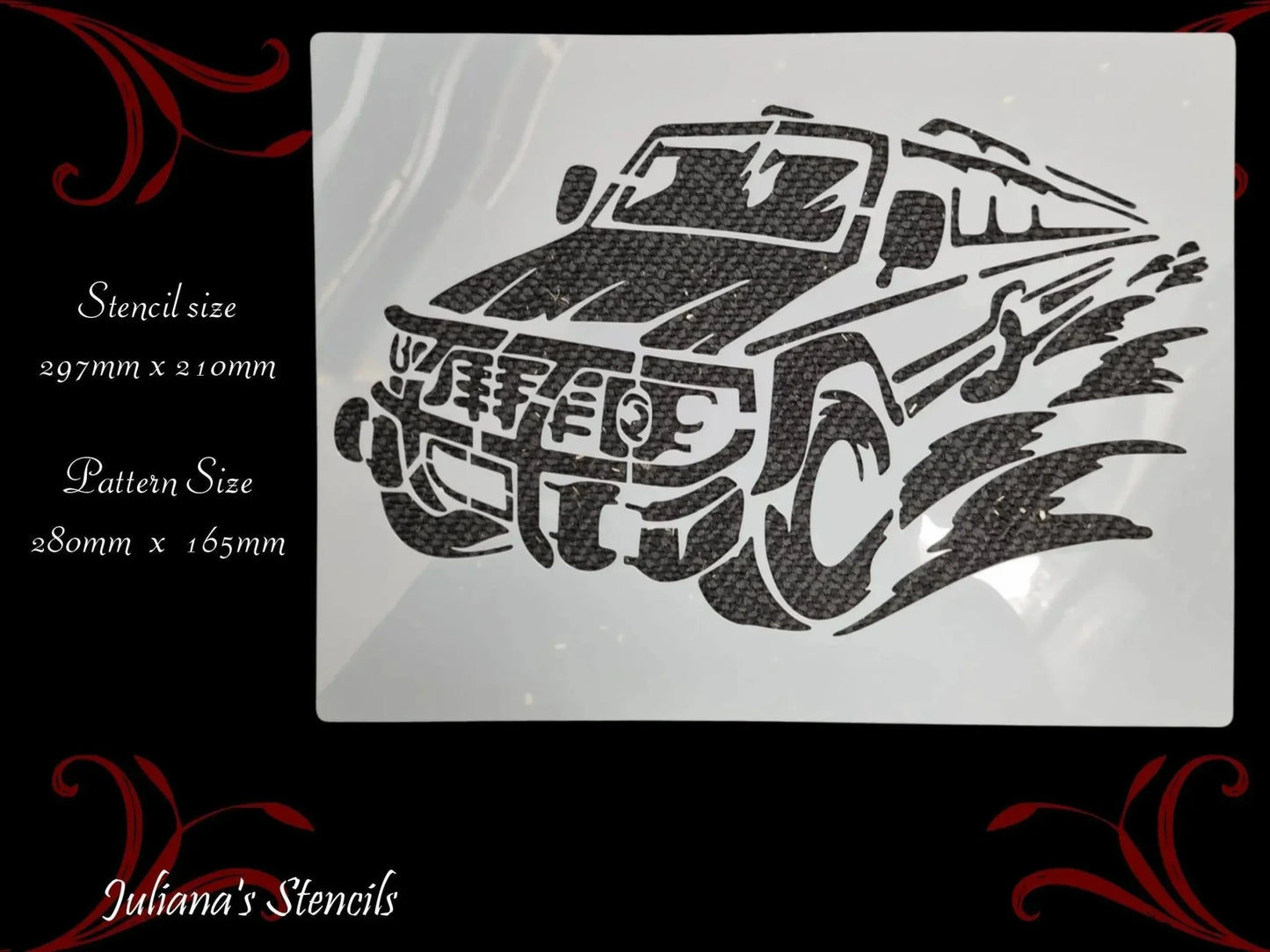 Racing Ute Truck Furniture & wall Paint Stencil 297 x 210mm - Vintique Concepts