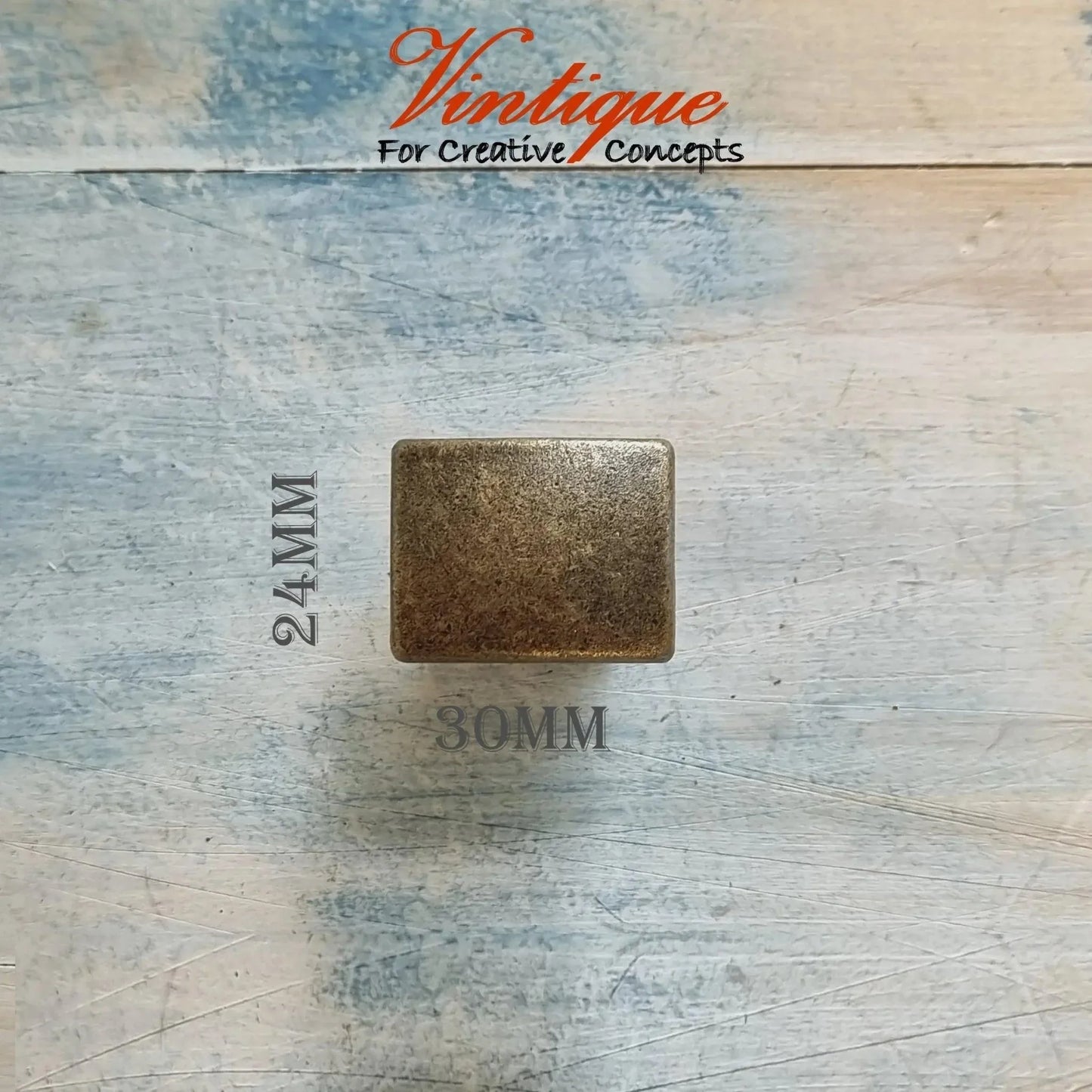 Rectangle Vintage furniture knob Bronze 30 x 24mm - Vintique Concepts