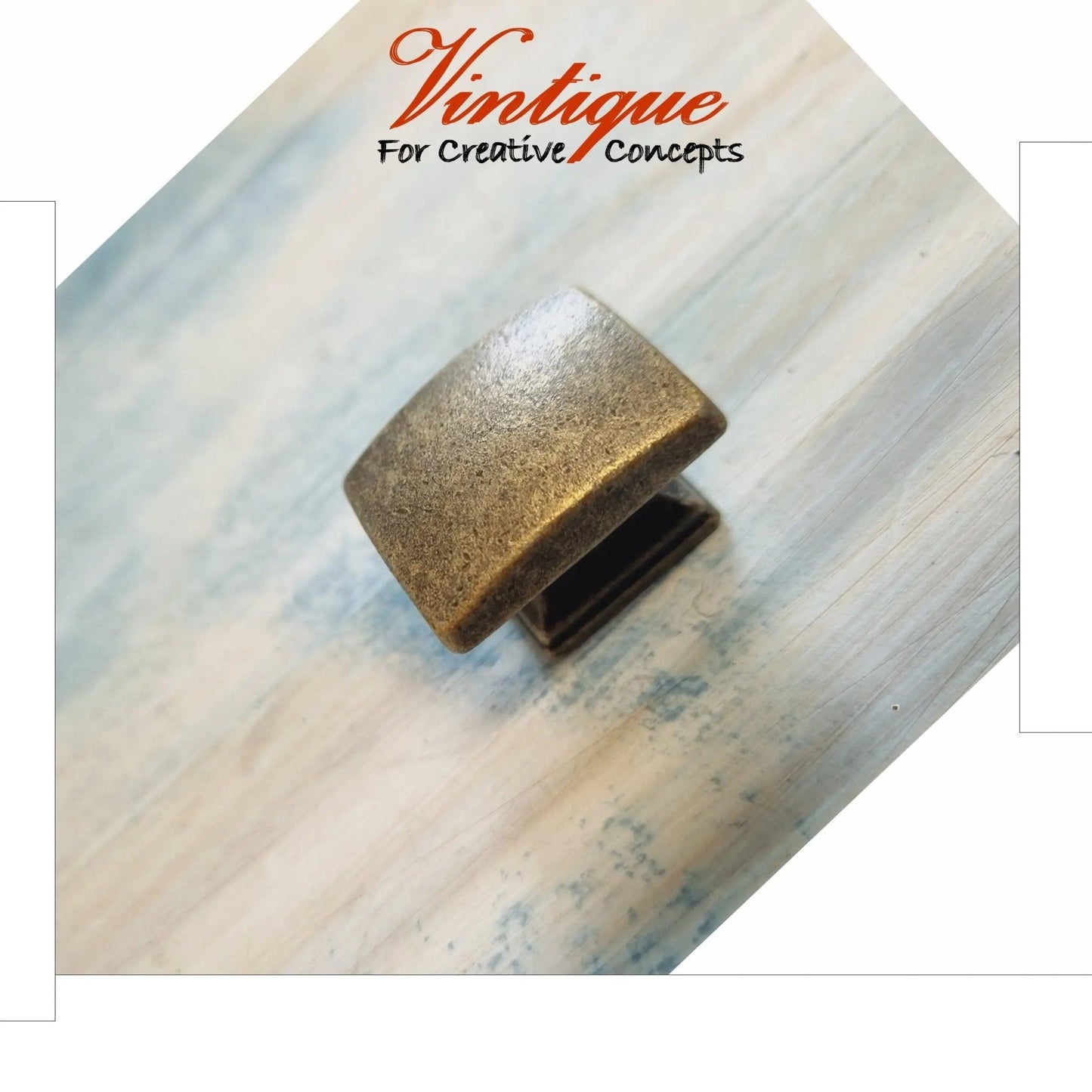 Rectangle Vintage furniture knob Bronze 30 x 24mm-Vintique Concepts
