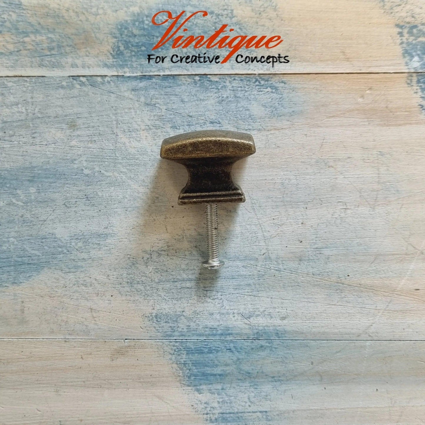 Rectangle Vintage furniture knob Bronze 30 x 24mm-Vintique Concepts