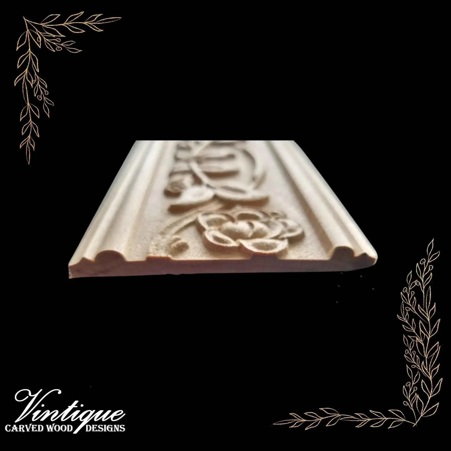 Regal Flower Wooden Moulding Trim 80mm - Vine Design - Vintique Concepts