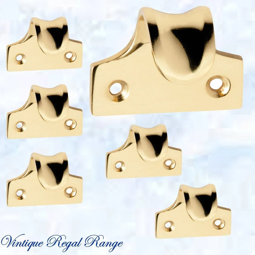 Regal Polished Brass Curved sash window lift 45mm x 38mm - Vintique Concepts