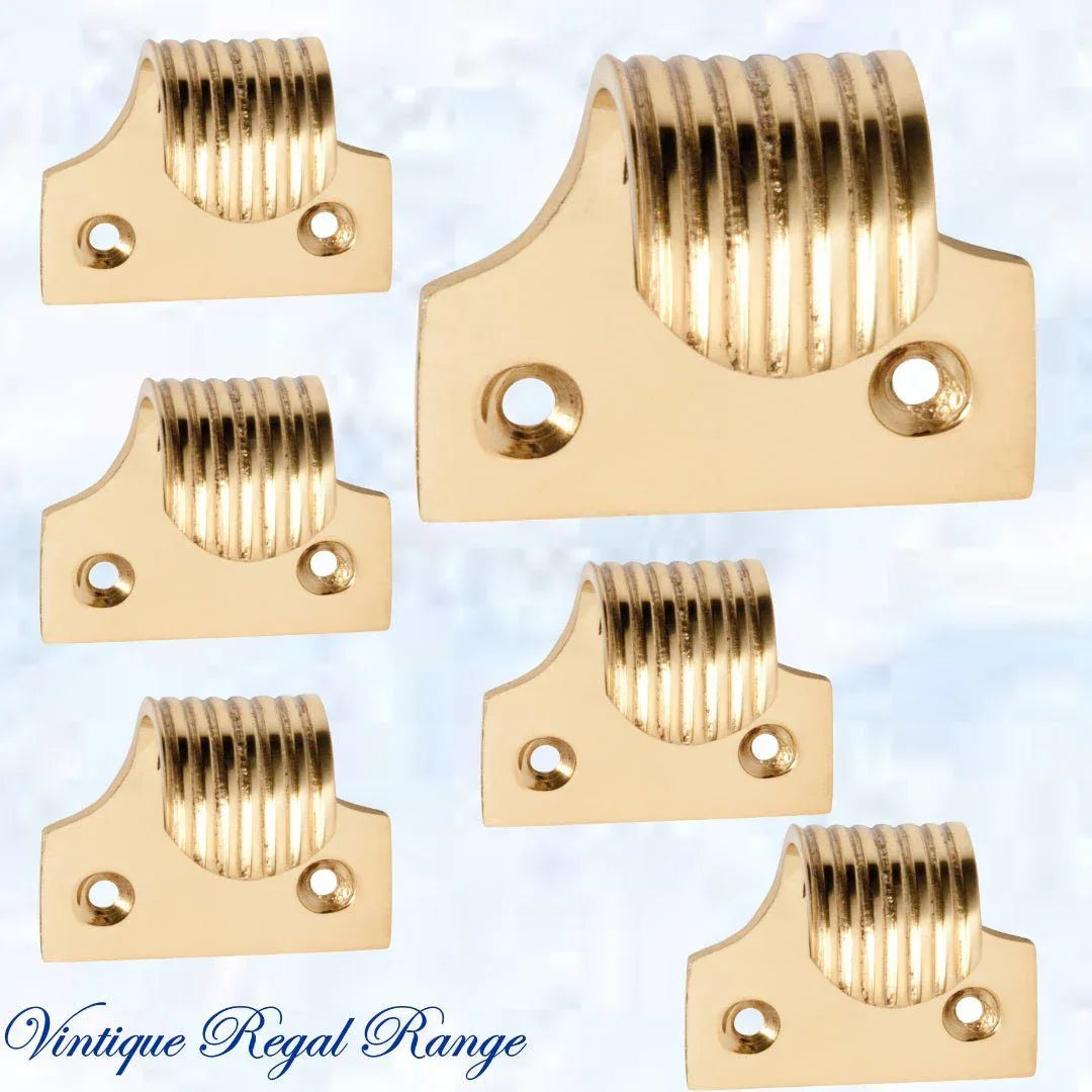 Regal Polished Brass Fluted sash window lift 44mm x 40mm - Vintique Concepts