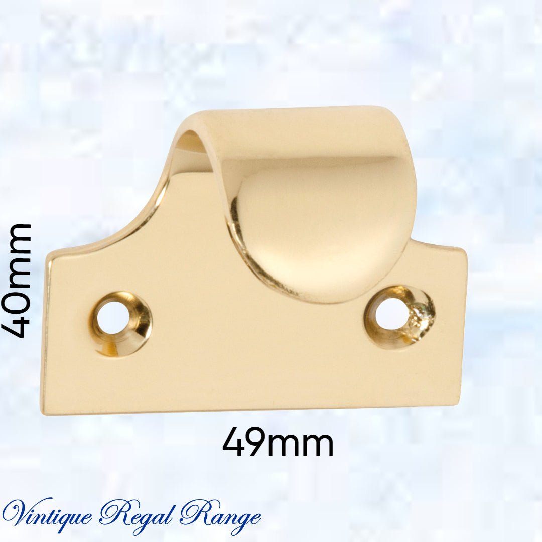 Regal Polished Brass Traditional sash window lift 49mm x 40mm-Vintique Concepts