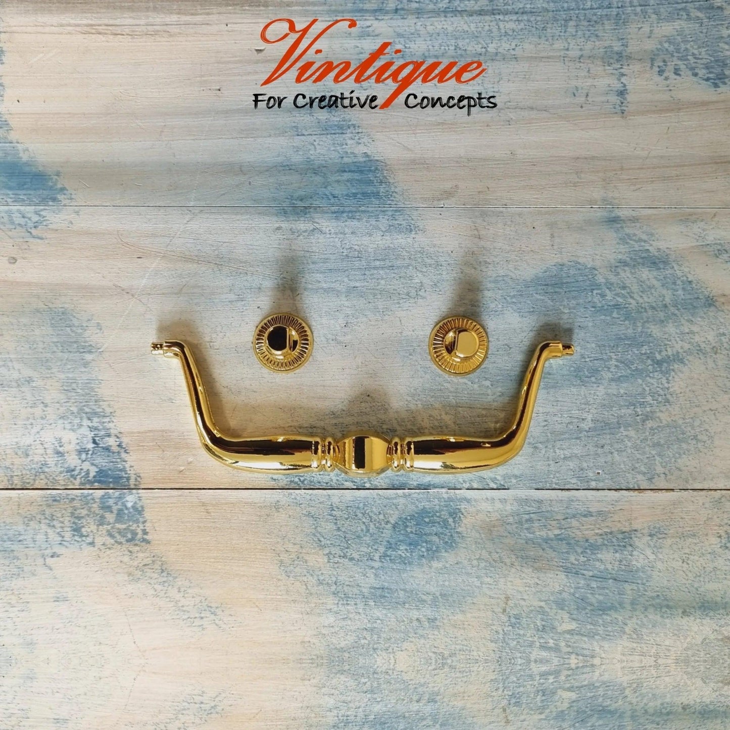 Retro bright gold heavy duty handle 140mm long-Vintique Concepts