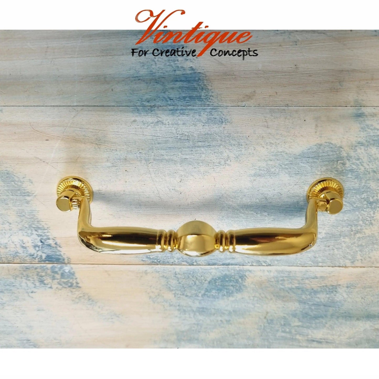 Retro bright gold heavy duty handle 140mm long-Vintique Concepts