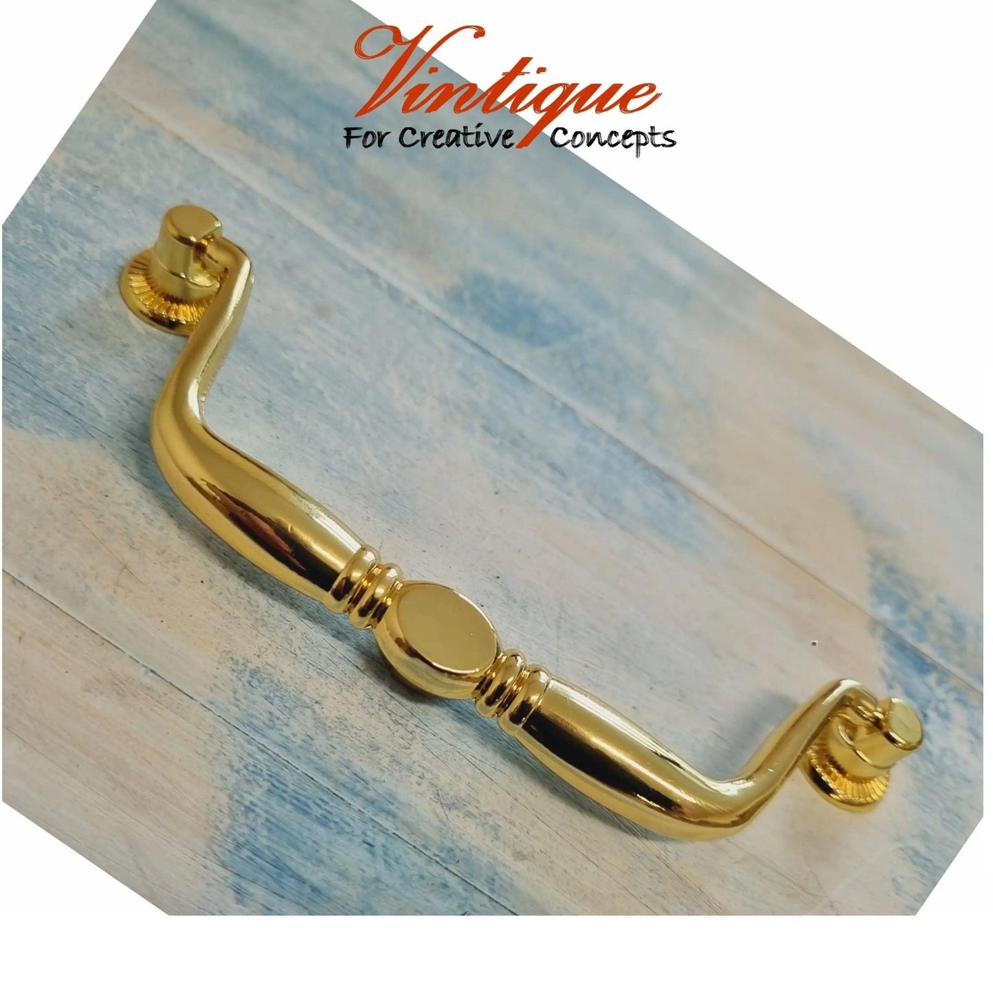 Retro bright gold heavy duty handle 140mm long-Vintique Concepts