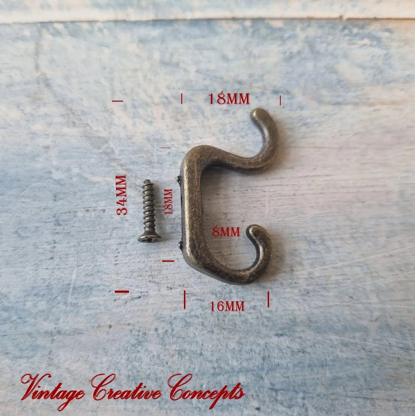 Retro Wardrobe / towel double Hook 34mm x 18mm - Vintique Concepts