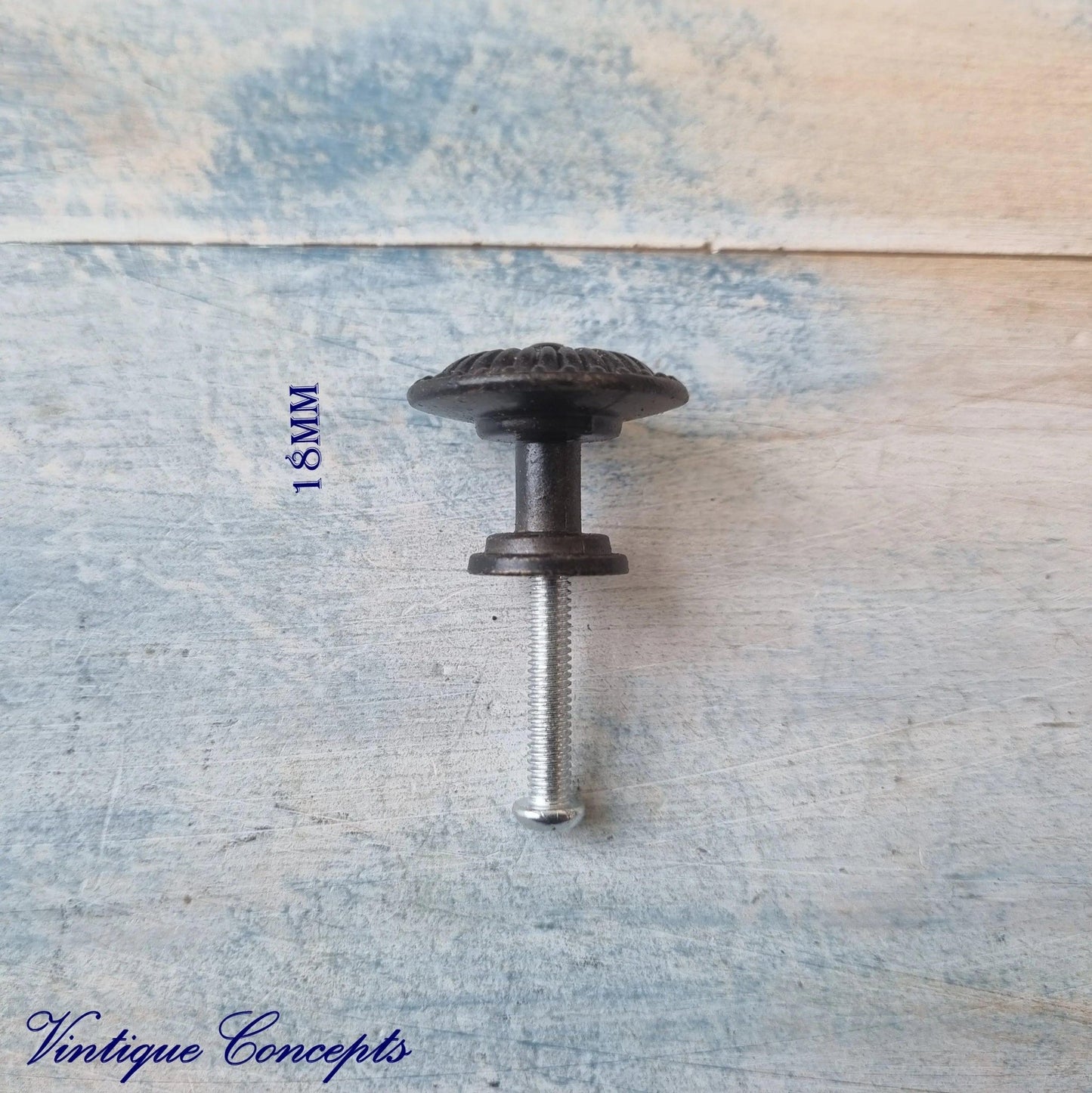 Ribbed Vintage BLACK Furniture Knob 24mm diameter-Vintique Concepts