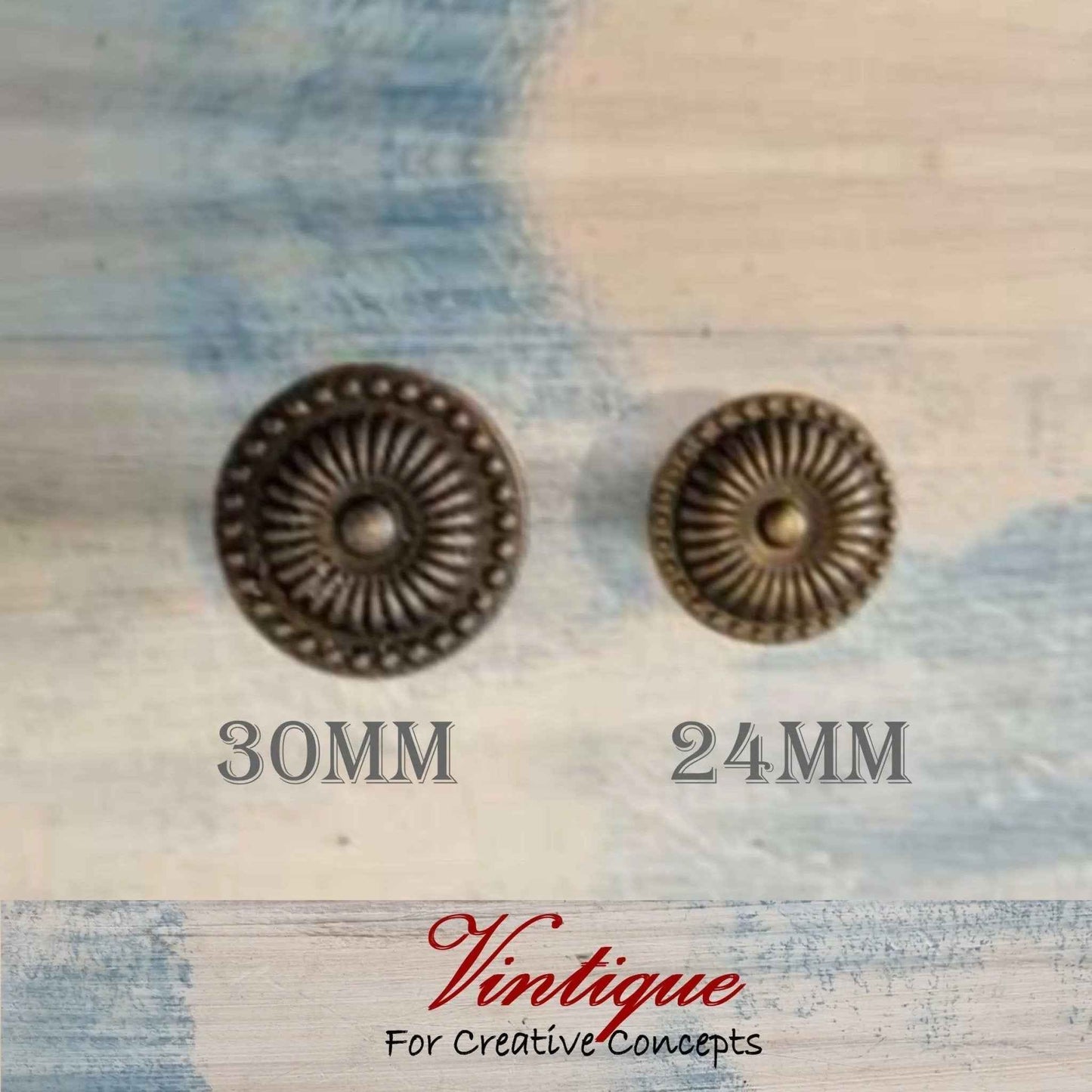 Ribbed Vintage Bronze Furniture Knob 24mm diameter